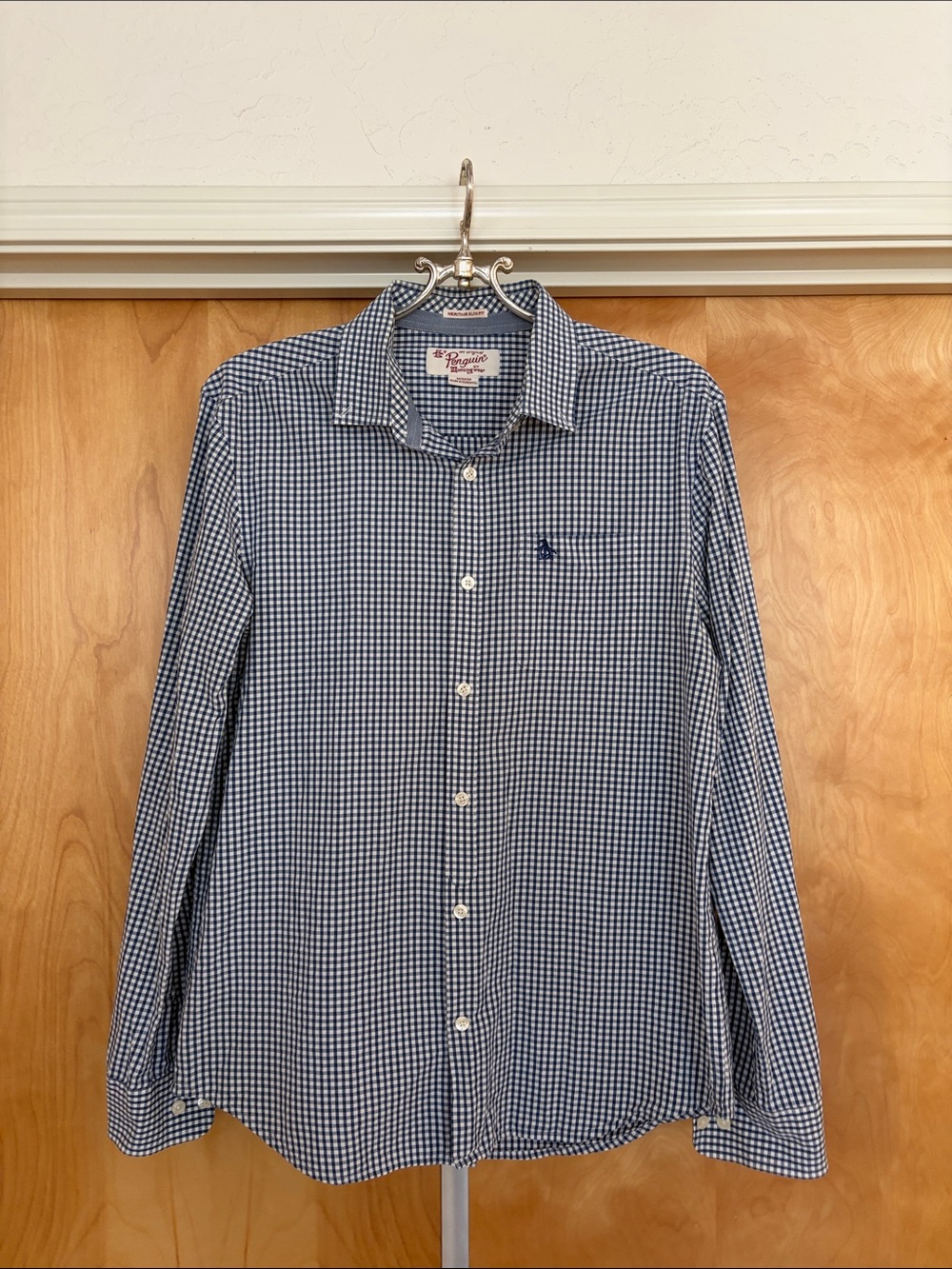 Men's Blue & White Button-Down Shirt